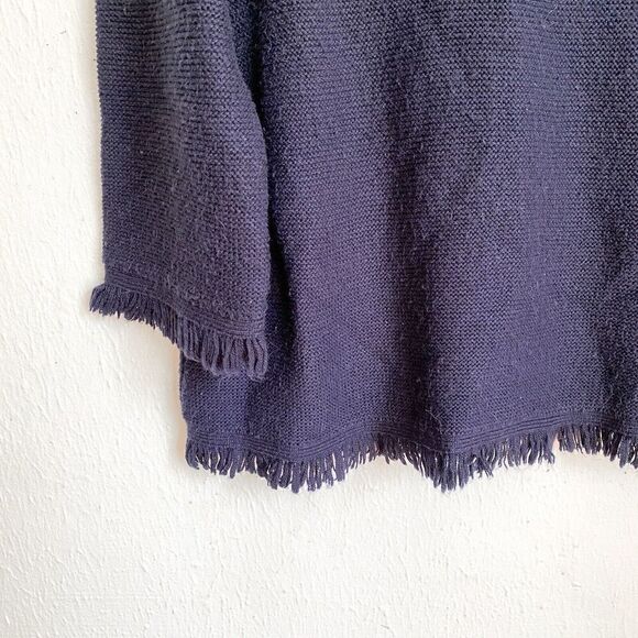 Boden Navy Blue Fringe-Trim Sweater Womens US 14 Wool Alpaca Knit Blend K0318 - Picture 5 of 8